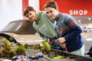 Children Playing On Scalextric At Haynes Motor Museum