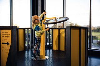 How A Motorcycle Stays Upright Interactive  in Life on Two Wheels Exhibition at Haynes Motor Museum