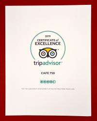 Cafe 750 Trip Advisor Review - Certificate of Excellence
